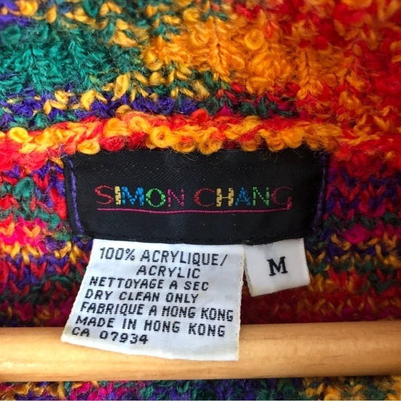 Vintage Simon Chang cowl neck rainbow sweater - Picture 8 of 9